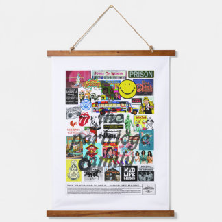 C’Mon Get Happy – Retro-Popkultur-Collage Wandteppich Mit Holzrahmen