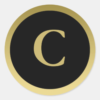 C: Monogram C Elegant Gold und Black Sticker