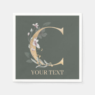 C Monogram Floral Personalisiert Napkins Serviette