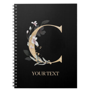 C Monogram Floral Personalisiertes Notebook Notizblock