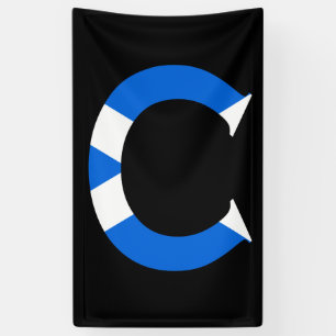 C Monogram überlagert auf schottischer Flagge (v) Banner