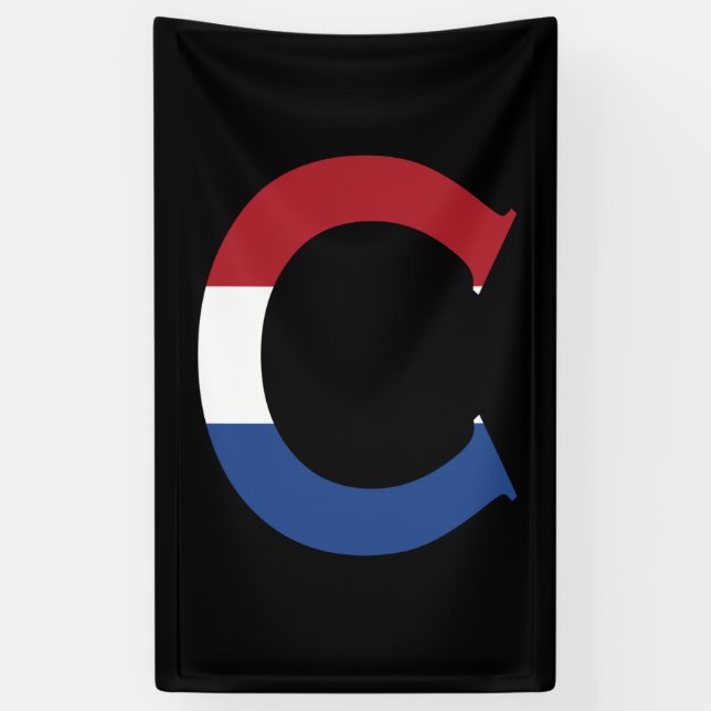 C Monogram überlagert sich auf der NLD-Flagge auf  Banner (Vertikal)