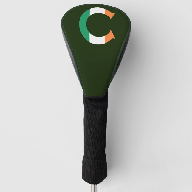 C Monogram überlagert sich auf irischer Flagge Golf Headcover (Vorderseite)