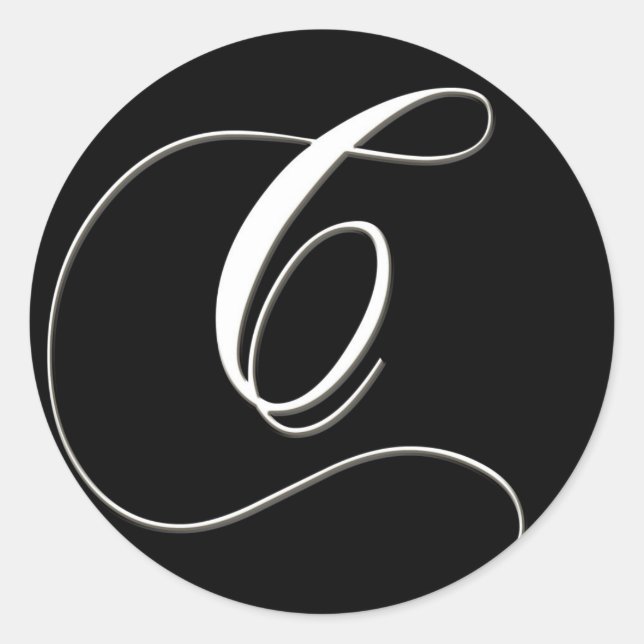 C monogramm - elegantes Schwarzweiß Runder Aufkleber (Vorderseite)