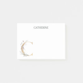 C Monogramm Floral Personalisiert Post-it Klebezettel