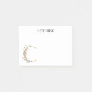 C Monogramm Floral Personalisiert Post-it Klebezettel