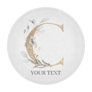 C Monogramm Floral Personalisiert Schneidebrett