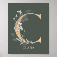 C Monogramm Floral Personalisiertes Poster