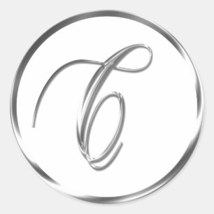 C Monogramm Imitate Silberumschlag oder Gutes Sieg Runder Aufkleber