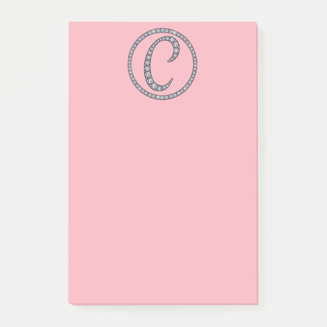 C Monogramm Klingelring Postit Notizblock (Vorderseite)