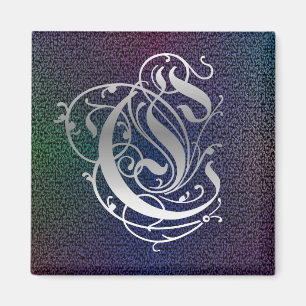 C-Monogramm "Paulus Silber auf schwarzem" Magnet