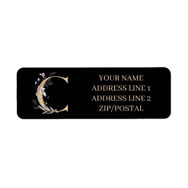 C Monogramm Personalisiertes florales Etikett (Vorne)