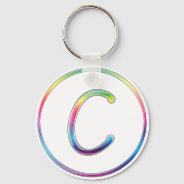 C Monogramm Rainbow-Schlüsselanhänger Schlüsselanhänger (Vorderseite)