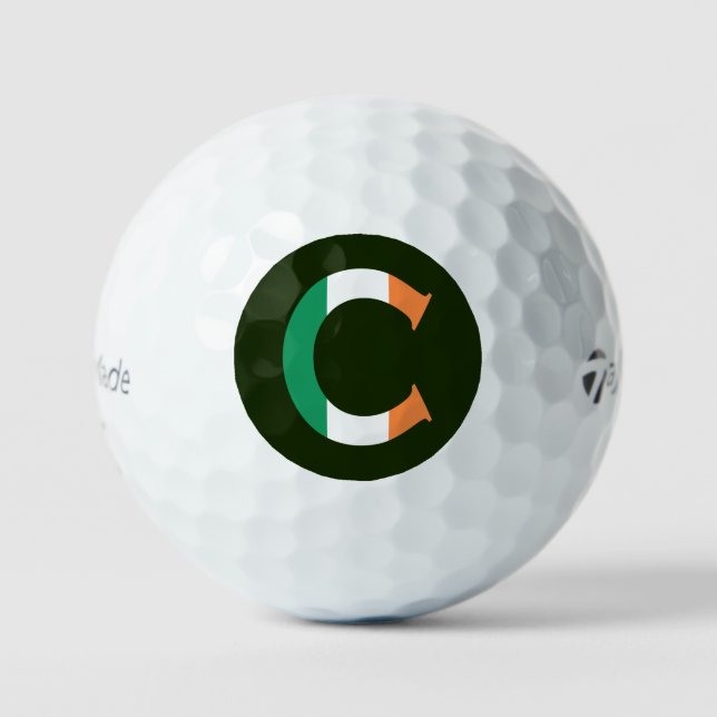 C Monogramm überlagert auf irischer Flagge tmtp5 g Golfball (Vorderseite)