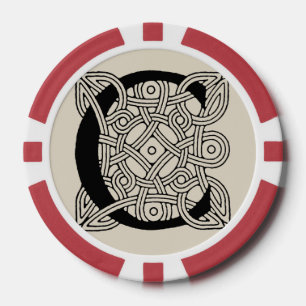 C-Monogramm Vintage-Keltischer-Knoten-Druck Pokerchips