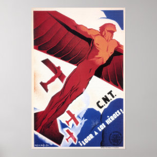 C.N.T Loor A Los Heroes! SPANIEN Konfliktplakat Poster