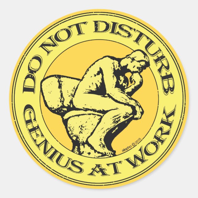 C Not Disturb, Genius At Work ,(Colour stamp) Runder Aufkleber (Vorderseite)