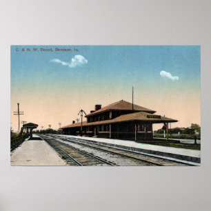 C & NW Bahndepot Poster