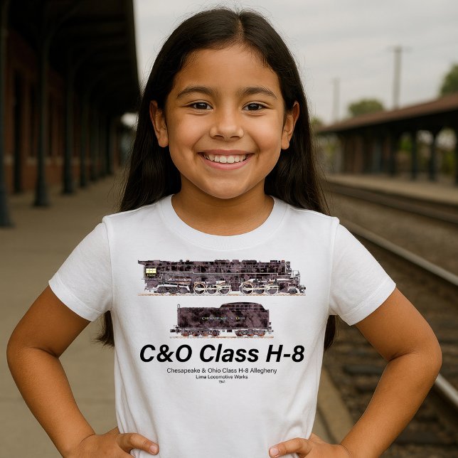 C&O Class H-8 Allegheny Steam Locomotive Profile T-Shirt (C&O Class H-8 2-6-6-6 Allegheny Steam Locomotive. Girl Basic T-Shirt)