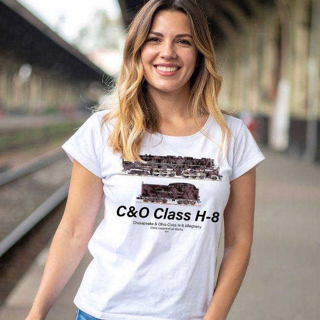 C&O Class H-8 Allegheny Steam Locomotive Profile T-Shirt (C&O Class H-8 2-6-6-6 Allegheny Steam Locomotive. Womens Basic T-Shirt)