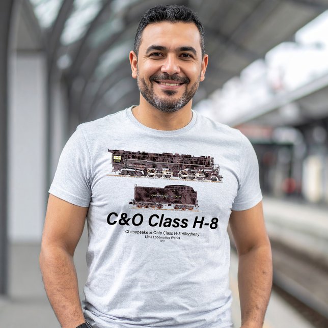 C&O Class H-8 Allegheny Steam Locomotive Profile T-Shirt (C&O Class H-8 2-6-6-6 Allegheny Steam Locomotive. Mens Basic T-Shirt)
