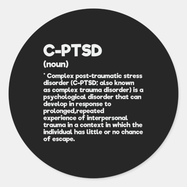 C-PSd Definition Stress Awareness Mental Posttrau Runder Aufkleber (Vorderseite)