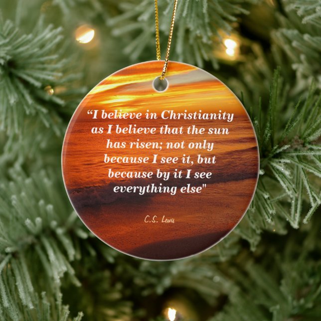 C. S. Lewis Zitat zum Christentum Keramik Ornament (Baum)