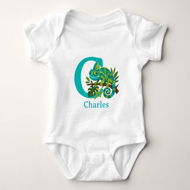 C steht für Chamäleon Personalisiere Baby Strampler (Vorderseite)