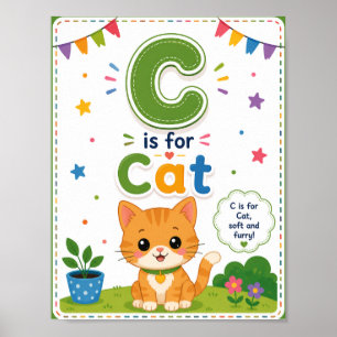 C steht für Katze Alphabet-Klassenposter für Kinde Poster