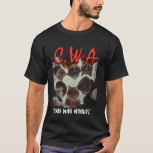 C.W.A Katzen mit Attitüden Gangster Rap Hip Hop Ka T-Shirt
