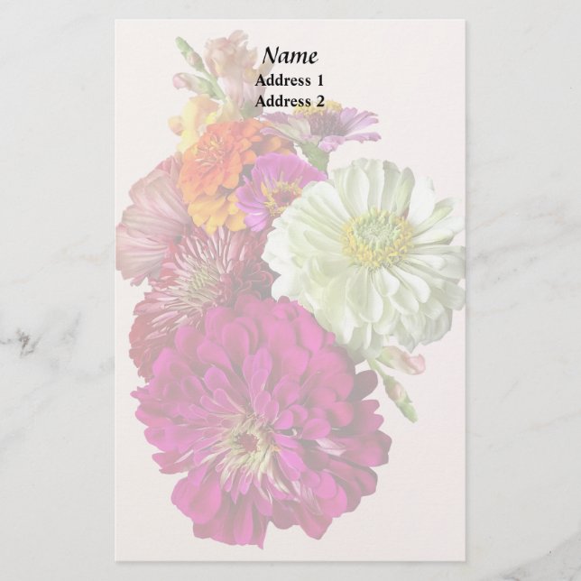 c_ZinniaMixedColorsZinnia Bouquet Mixed Wedding pr Briefpapier (Vorderseite)