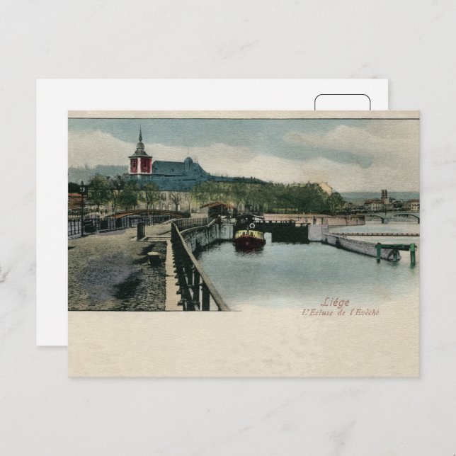 ca. 1900 Lüttich die Bischofsperre Postkarte (Vorne/Hinten)