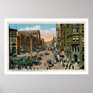 ca. 1900 Seattle First Avenue und Pioneer Square Poster