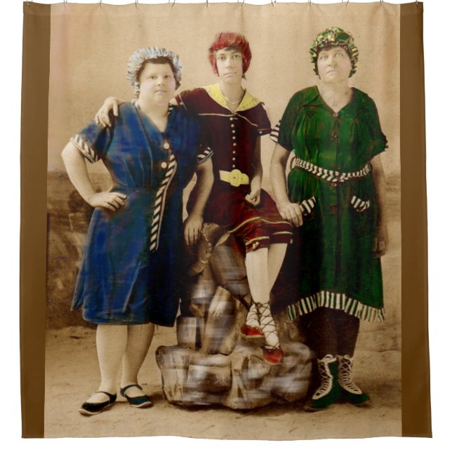 ca. 1910 Atlantic City Badeschönheiten RPPC Duschvorhang (Vorderseite)