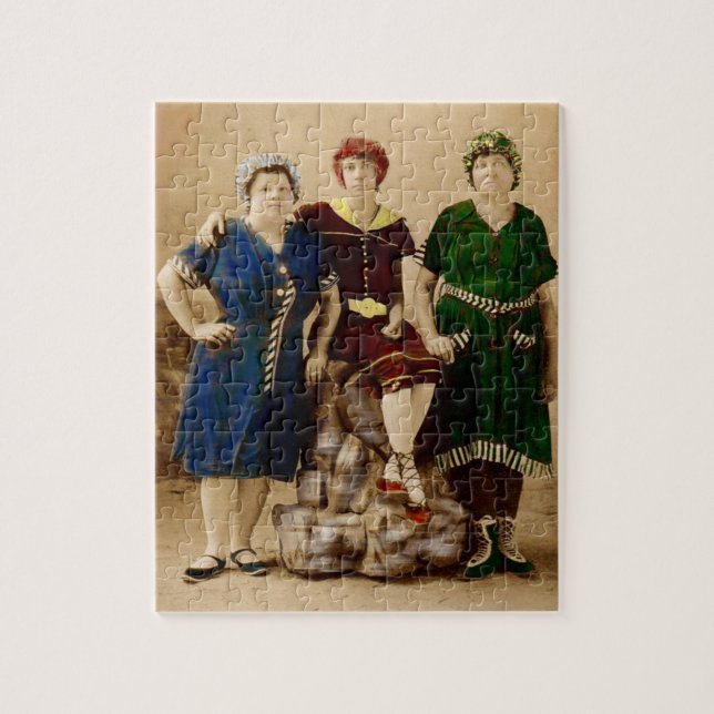 ca. 1910 Atlantic City Badeschönheiten RPPC Puzzle (Vertikal)