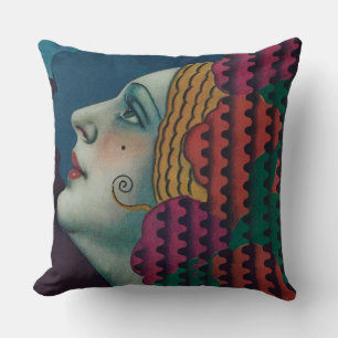 ca. 1930 Art Deco Frau Druck Kissen
