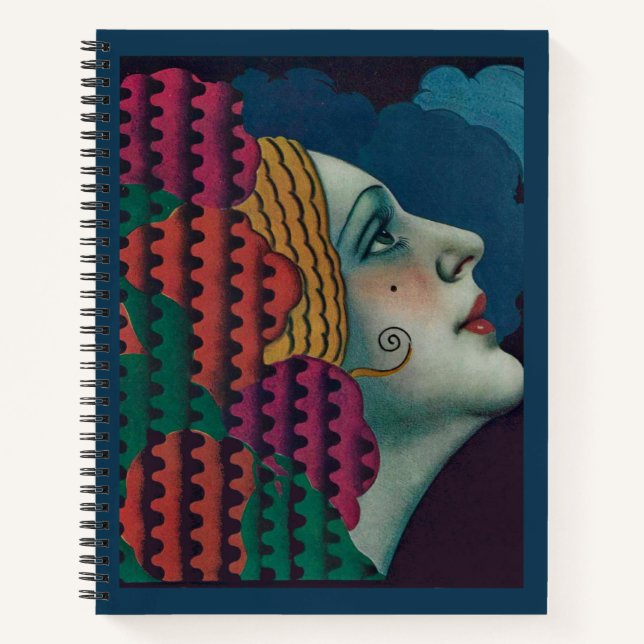ca. 1930 Art Deco Frau Druck Notizbuch (Vorderseite)