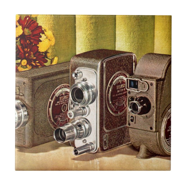 ca. 1950 Zuhause-Filmkameras und Fliese (Vorderseite)
