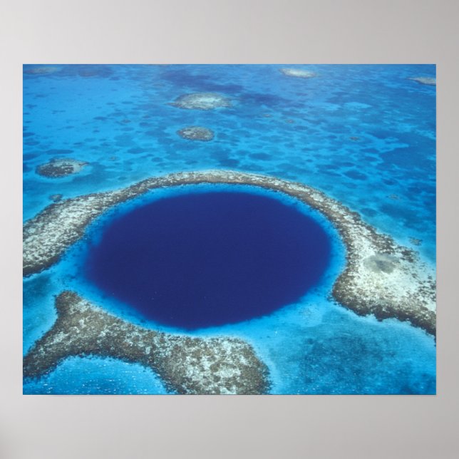CA, Belize. Luftbild des Blauen Lochs (Durchmesser Poster (Vorne)