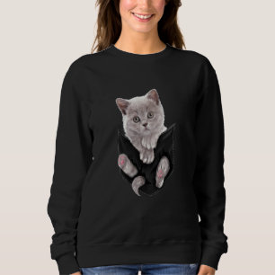 Ca Cat T Gray Cat in Pocke Kitten Sweatshirt
