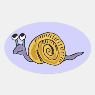 CA: Funny Cartoon Snail Oval Stickers