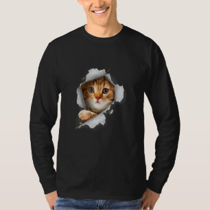 Ca Orange Katze Katze zerrissen Stoff Kätzchen T-Shirt