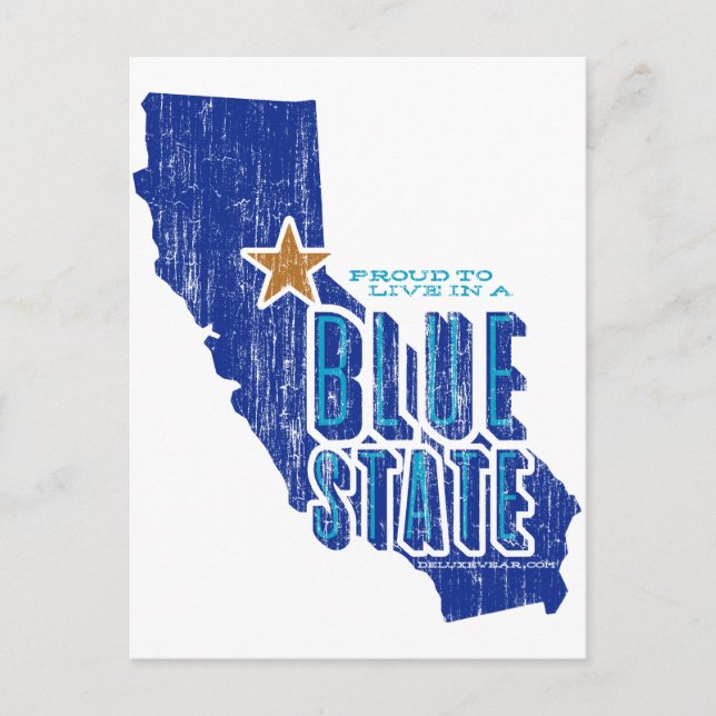 CA - Stolzer blauer Staat Postkarte (Vorderseite)