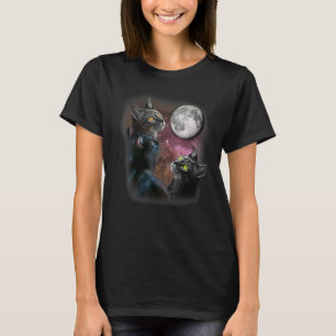 Ca Three Cat Moon 3 Wolfs Niedlich Kitten T-Shirt