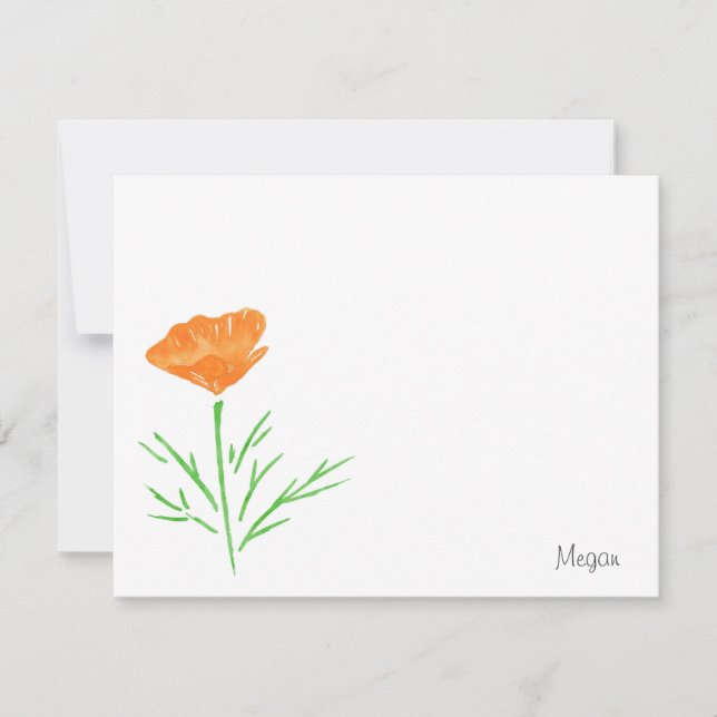CA Watercolor Poppy Mitteilungskarte (Vorderseite)