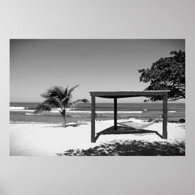 Cabana am Strand - Labedee Haiti 2012 BW 3534 Poster (Vorne)