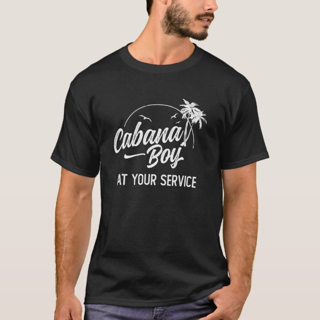 Cabana Boy At Your Service Pool Party Bartender Hu T-Shirt (Vorderseite)