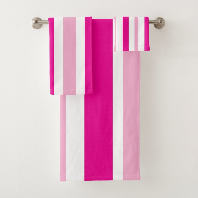 Cabana Pink White Stripes Badhandtuch Set (Insitu)