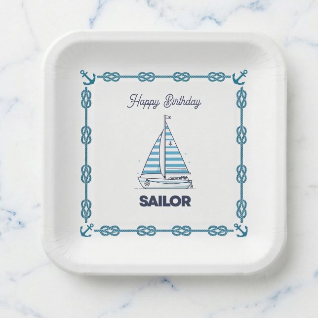 Cabana Sail Alles Gute zum Geburtstag Pappteller (Set sail for a memorable birthday!)
