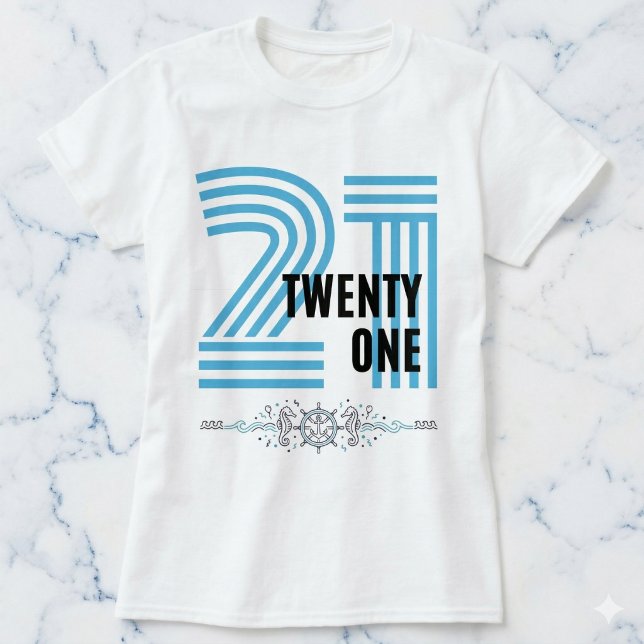 Cabana Sail Twenty One Seaside T-Shirt (Ride the waves of twenty-one.)